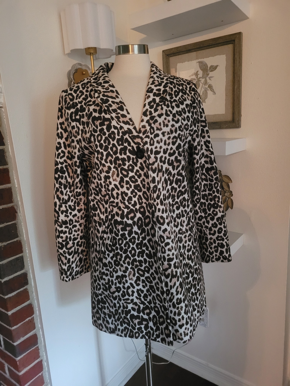 H&M Black and White Leopard Print Women's Coat